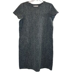 Loft Dress Women's Medium Olive Green Black Short Sleeve Casual Career Texture